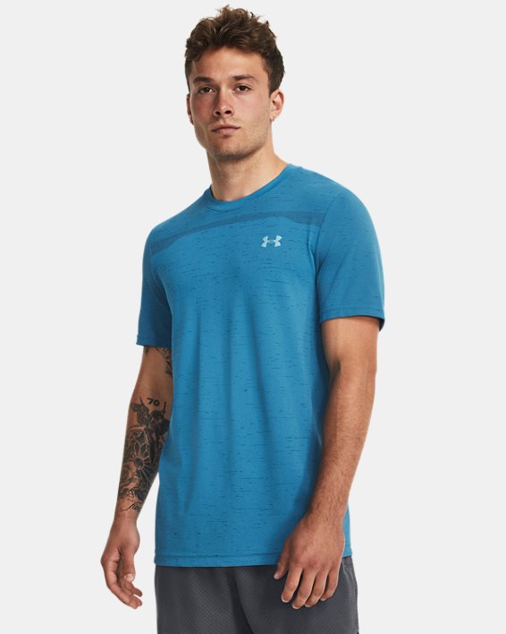Men's UA Seamless Short Sleeve in Blue image number 0